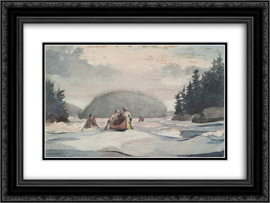 Ile Malin 24x18 Black Ornate Wood Framed Art Print Poster with Double Matting by Homer, Winslow
