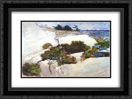 Maine Cliffs 24x18 Black Ornate Wood Framed Art Print Poster with Double Matting by Homer, Winslow