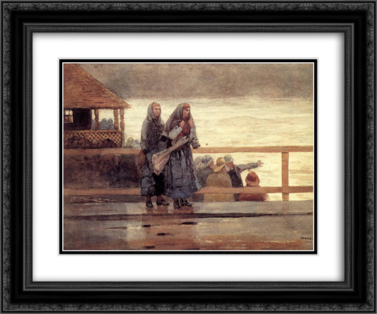 Perils of the Sea 24x20 Black Ornate Wood Framed Art Print Poster with Double Matting by Homer, Winslow