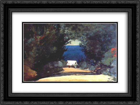Road in Bermuda 24x18 Black Ornate Wood Framed Art Print Poster with Double Matting by Homer, Winslow