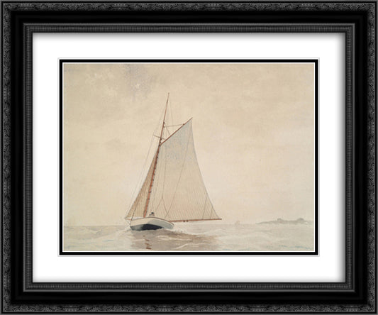 Sailing off Gloucester 24x20 Black Ornate Wood Framed Art Print Poster with Double Matting by Homer, Winslow