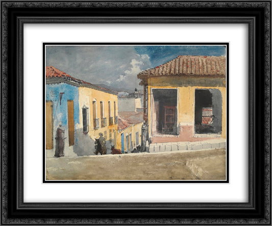 Santiago de Cuba, Street Scene 24x20 Black Ornate Wood Framed Art Print Poster with Double Matting by Homer, Winslow