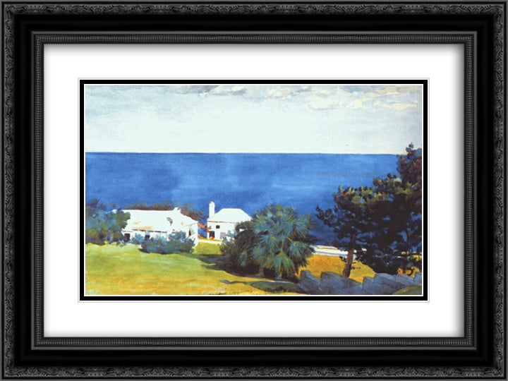 Shore at Bermuda 24x18 Black Ornate Wood Framed Art Print Poster with Double Matting by Homer, Winslow