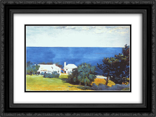 Shore at Bermuda 24x18 Black Ornate Wood Framed Art Print Poster with Double Matting by Homer, Winslow