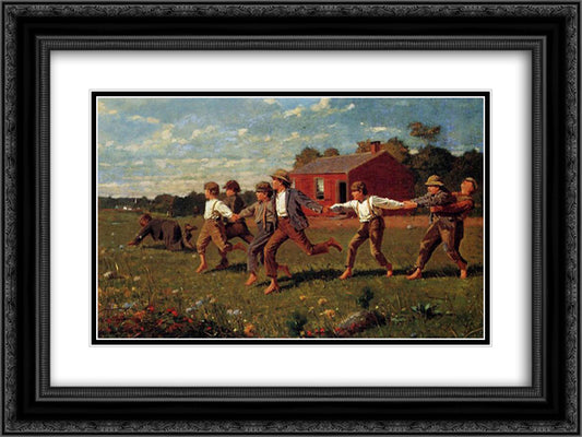 Snap the Whip 24x18 Black Ornate Wood Framed Art Print Poster with Double Matting by Homer, Winslow