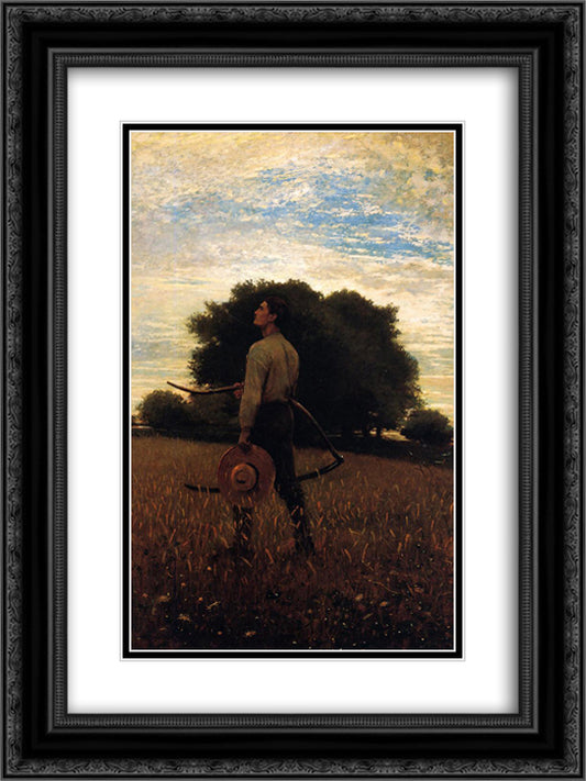 Song of the Lark (also known as In the Field) 18x24 Black Ornate Wood Framed Art Print Poster with Double Matting by Homer, Winslow
