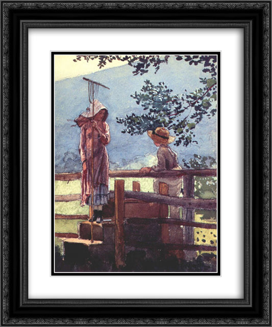 Spring 20x24 Black Ornate Wood Framed Art Print Poster with Double Matting by Homer, Winslow