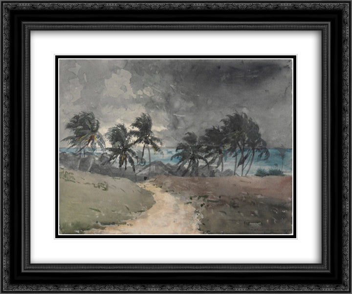 Storm, Bahamas 24x20 Black Ornate Wood Framed Art Print Poster with Double Matting by Homer, Winslow