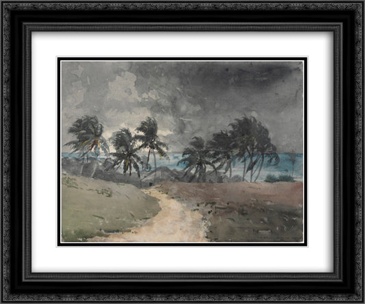 Storm, Bahamas 24x20 Black Ornate Wood Framed Art Print Poster with Double Matting by Homer, Winslow