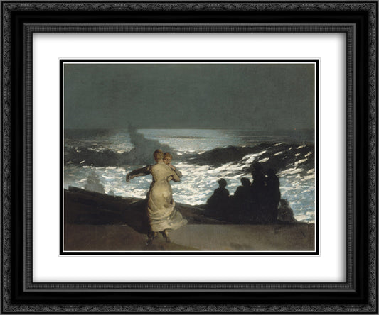 Summer Night 24x20 Black Ornate Wood Framed Art Print Poster with Double Matting by Homer, Winslow