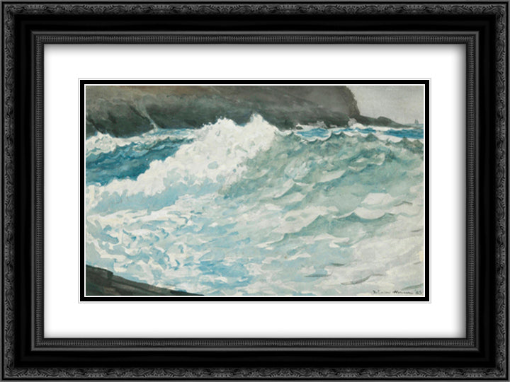 Surf, Prout's Neck 24x18 Black Ornate Wood Framed Art Print Poster with Double Matting by Homer, Winslow