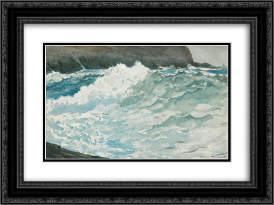 Surf, Prout's Neck 24x18 Black Ornate Wood Framed Art Print Poster with Double Matting by Homer, Winslow