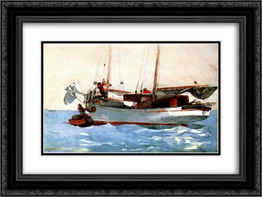 Taking on wet provisions 24x18 Black Ornate Wood Framed Art Print Poster with Double Matting by Homer, Winslow