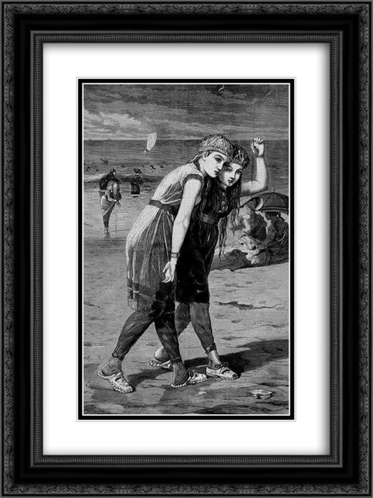 The Bathers 18x24 Black Ornate Wood Framed Art Print Poster with Double Matting by Homer, Winslow