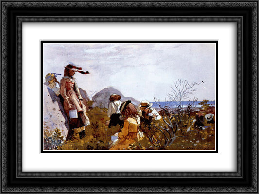 The berry pickers 24x18 Black Ornate Wood Framed Art Print Poster with Double Matting by Homer, Winslow