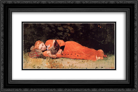 The new novel 24x16 Black Ornate Wood Framed Art Print Poster with Double Matting by Homer, Winslow