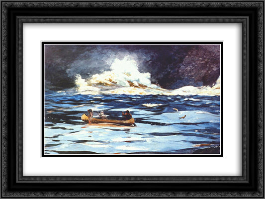 Under the Falls, the Grand Discharge 24x18 Black Ornate Wood Framed Art Print Poster with Double Matting by Homer, Winslow