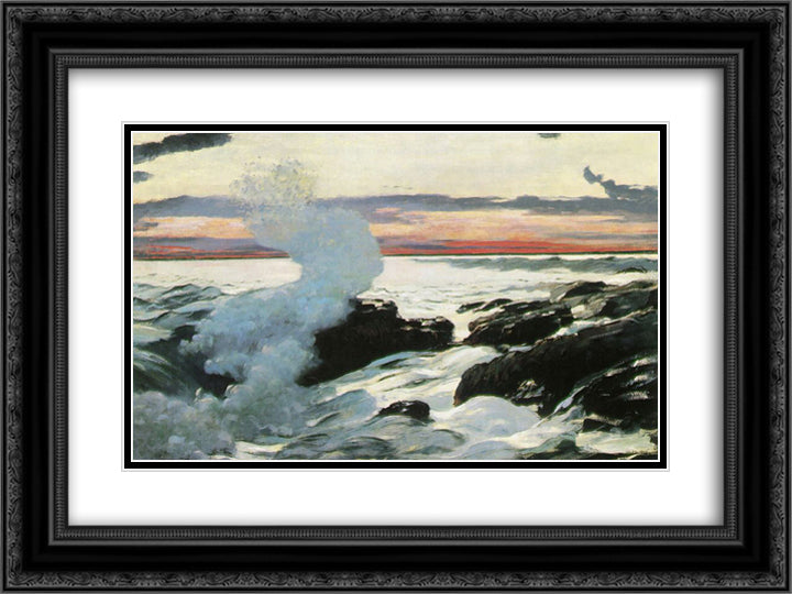 West Point, Prout's Neck 24x18 Black Ornate Wood Framed Art Print Poster with Double Matting by Homer, Winslow