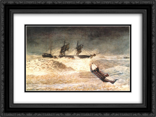 Wreck of the iron crown 24x18 Black Ornate Wood Framed Art Print Poster with Double Matting by Homer, Winslow