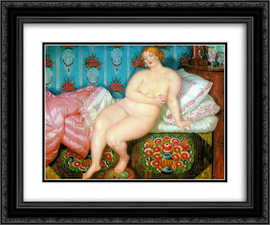 Beauty 24x20 Black Ornate Wood Framed Art Print Poster with Double Matting by Kustodiev, Boris