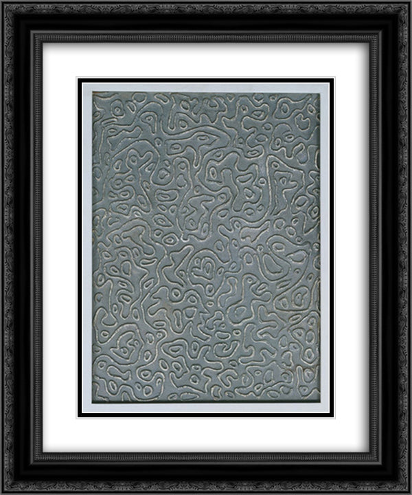 Unistic Composition 20x24 Black Ornate Wood Framed Art Print Poster with Double Matting by Strzeminski, Wladyslaw