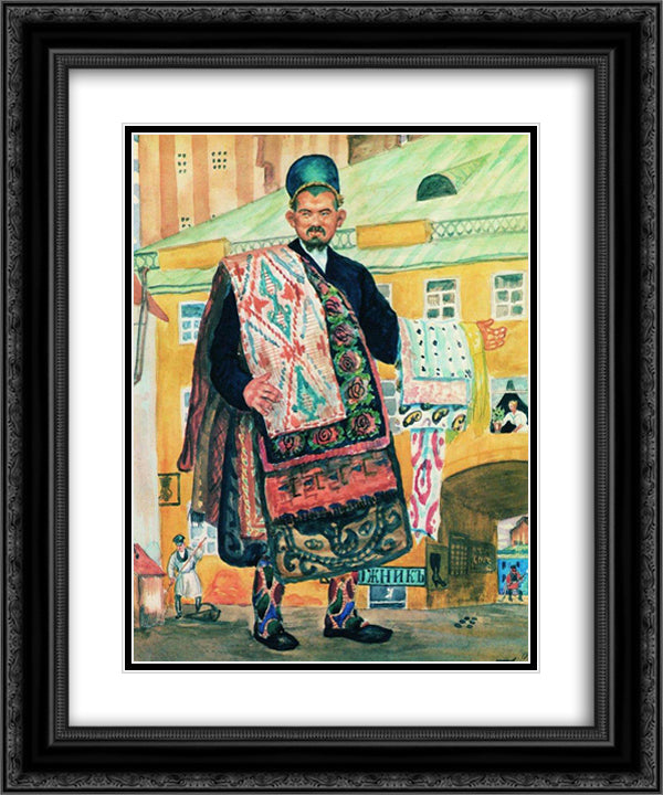 Carpet Seller (Tatar) 20x24 Black Ornate Wood Framed Art Print Poster with Double Matting by Kustodiev, Boris