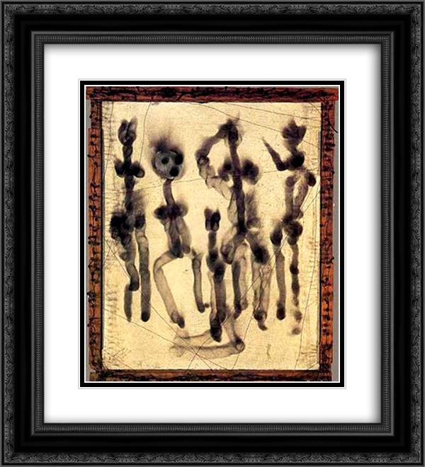 Fumage 20x22 Black Ornate Wood Framed Art Print Poster with Double Matting by Paalen, Wolfgang