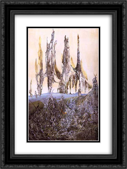 Les etrangers 18x24 Black Ornate Wood Framed Art Print Poster with Double Matting by Paalen, Wolfgang