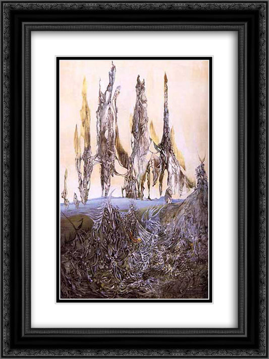 Les etrangers 18x24 Black Ornate Wood Framed Art Print Poster with Double Matting by Paalen, Wolfgang