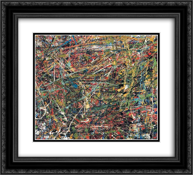 Untitled (Composition) 22x20 Black Ornate Wood Framed Art Print Poster with Double Matting by Paalen, Wolfgang