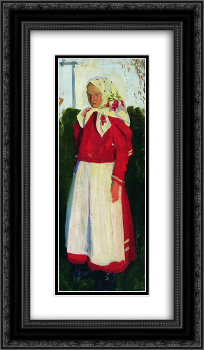 Dunya in red 14x24 Black Ornate Wood Framed Art Print Poster with Double Matting by Kustodiev, Boris