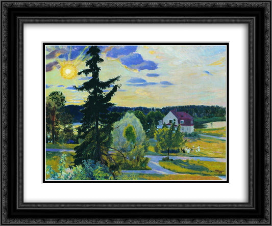 Evening Landscape 24x20 Black Ornate Wood Framed Art Print Poster with Double Matting by Kustodiev, Boris