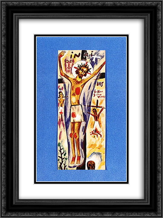 Jesus Crucifio 18x24 Black Ornate Wood Framed Art Print Poster with Double Matting by Solar, Xul