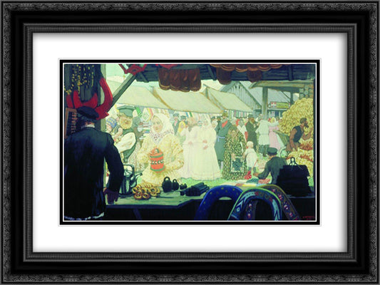 Fair 24x18 Black Ornate Wood Framed Art Print Poster with Double Matting by Kustodiev, Boris