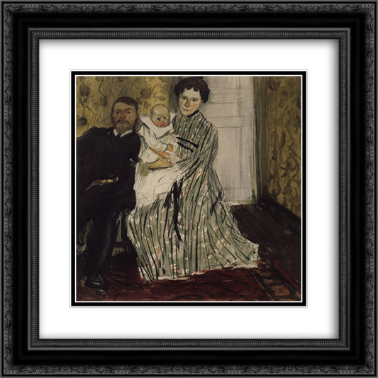 Family Portrait 20x20 Black Ornate Wood Framed Art Print Poster with Double Matting by Kustodiev, Boris