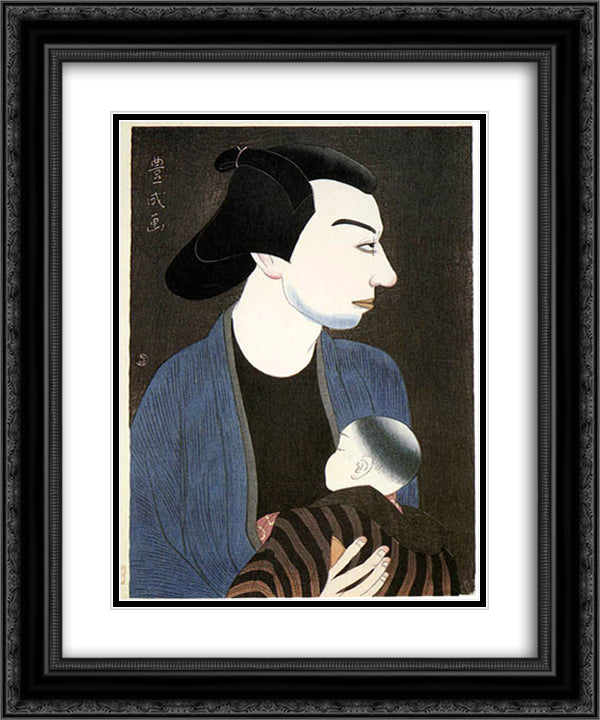 Ichikawa Uzaemon XV as the Gardener Kichigoro 20x24 Black Ornate Wood Framed Art Print Poster with Double Matting by Toyonari, Yamamura