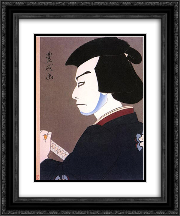 Kichiiemon as Hoshikage Tsuchiemon 20x24 Black Ornate Wood Framed Art Print Poster with Double Matting by Toyonari, Yamamura
