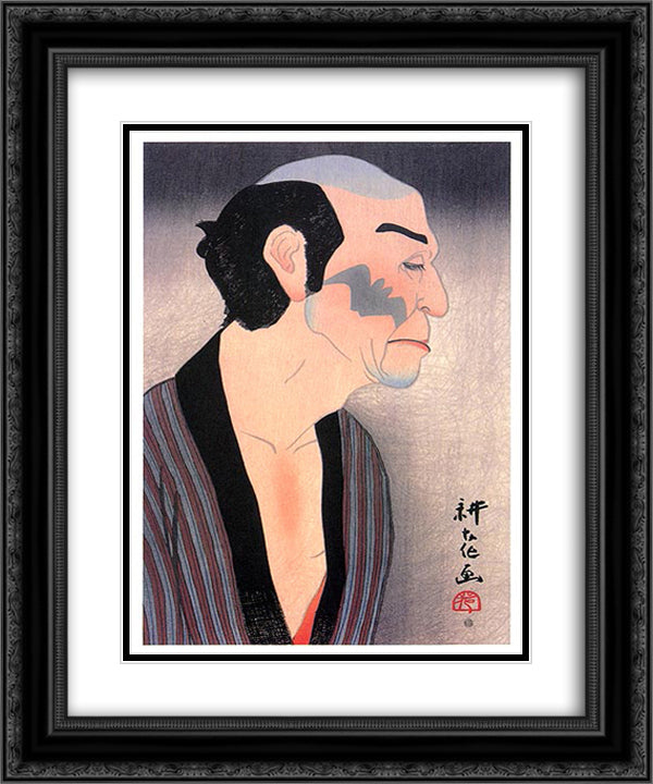 Onoe Matsusuke IV as Komori Yasu 20x24 Black Ornate Wood Framed Art Print Poster with Double Matting by Toyonari, Yamamura