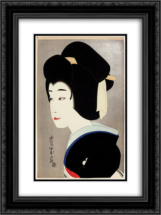 Sawamura Sonosuke I as Umegawa 18x24 Black Ornate Wood Framed Art Print Poster with Double Matting by Toyonari, Yamamura