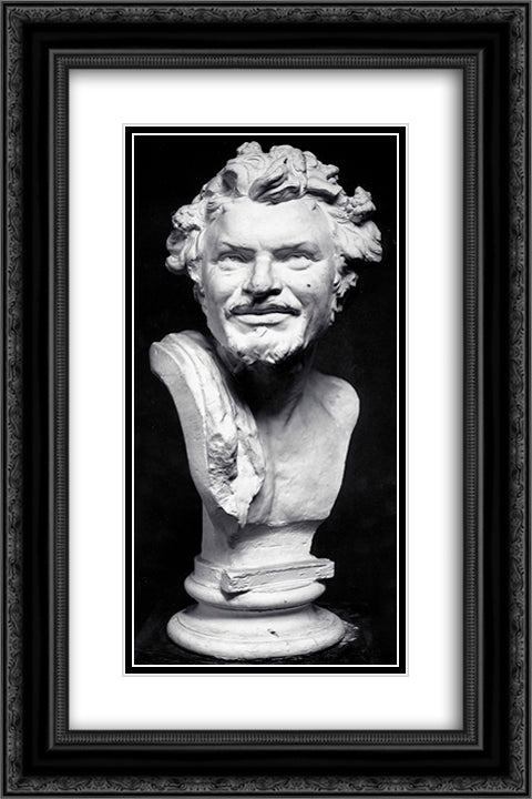 Head of Satyr 16x24 Black Ornate Wood Framed Art Print Poster with Double Matting by Chalepas, Yannoulis