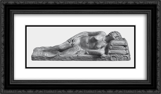 Resting 24x14 Black Ornate Wood Framed Art Print Poster with Double Matting by Chalepas, Yannoulis