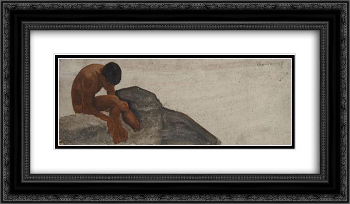 Bather 24x14 Black Ornate Wood Framed Art Print Poster with Double Matting by Tsaroychis, Yiannis