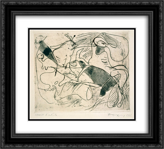 Centaurs and Lapiths 22x20 Black Ornate Wood Framed Art Print Poster with Double Matting by Tsaroychis, Yiannis