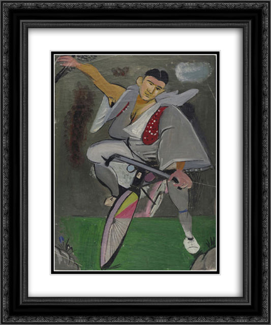 Cyclist with a red vest 20x24 Black Ornate Wood Framed Art Print Poster with Double Matting by Tsaroychis, Yiannis