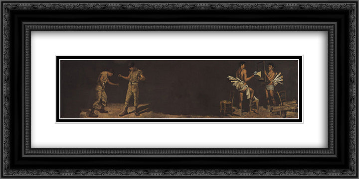Dancing in real life and in the theatre 24x12 Black Ornate Wood Framed Art Print Poster with Double Matting by Tsaroychis, Yiannis
