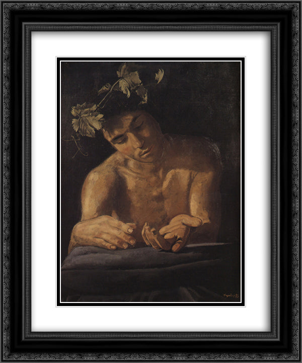 Dionysus, drunk 20x24 Black Ornate Wood Framed Art Print Poster with Double Matting by Tsaroychis, Yiannis