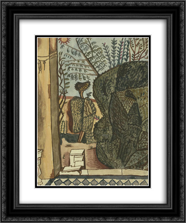 Entrance of country house 20x24 Black Ornate Wood Framed Art Print Poster with Double Matting by Tsaroychis, Yiannis