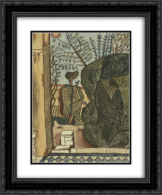 Entrance of country house 20x24 Black Ornate Wood Framed Art Print Poster with Double Matting by Tsaroychis, Yiannis
