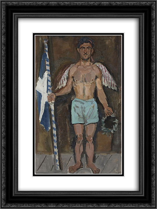 Evgenios Spatharis as an angel at the apotheosis of Athanasios Diakos 18x24 Black Ornate Wood Framed Art Print Poster with Double Matting by Tsaroychis, Yiannis