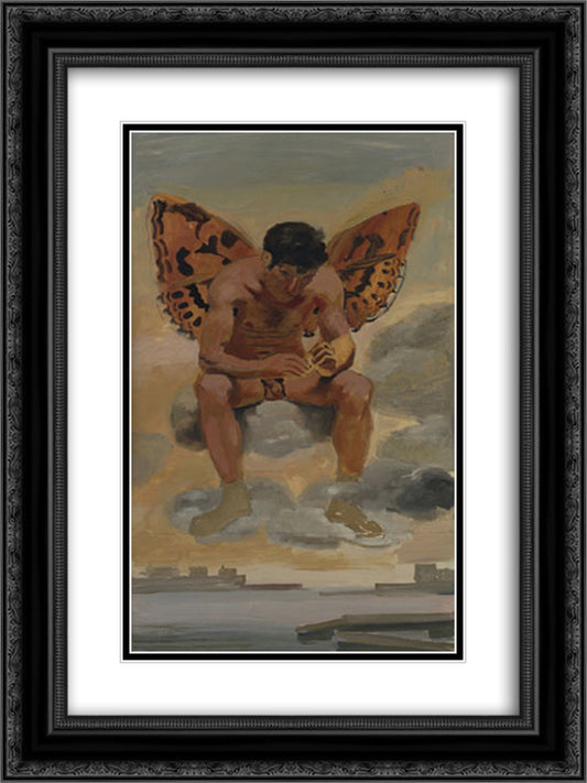 First idea for the Spirit of boredom, above Piraeus 18x24 Black Ornate Wood Framed Art Print Poster with Double Matting by Tsaroychis, Yiannis